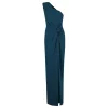 Asymmetric satin crepe maxi dress