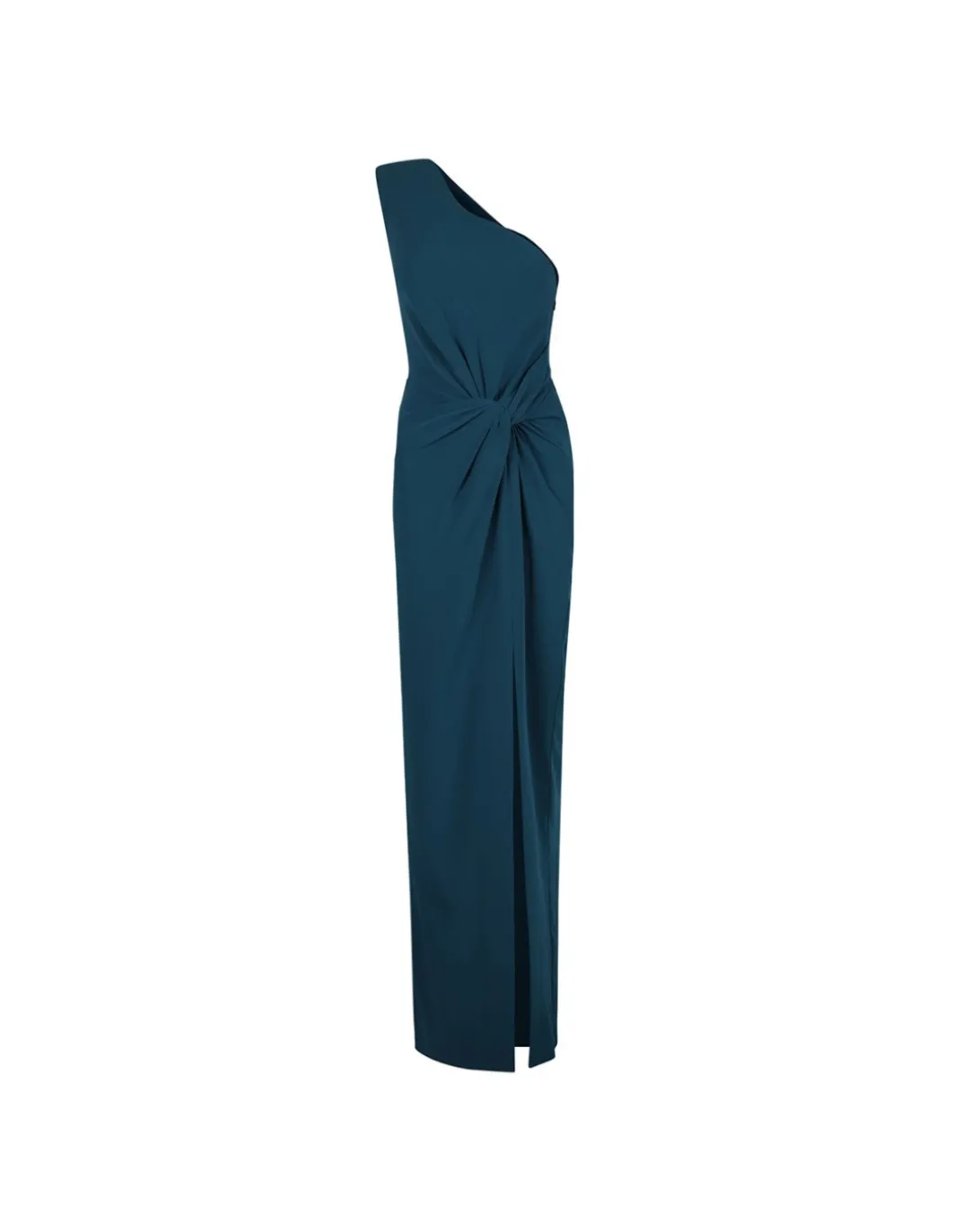 Asymmetric satin crepe maxi dress