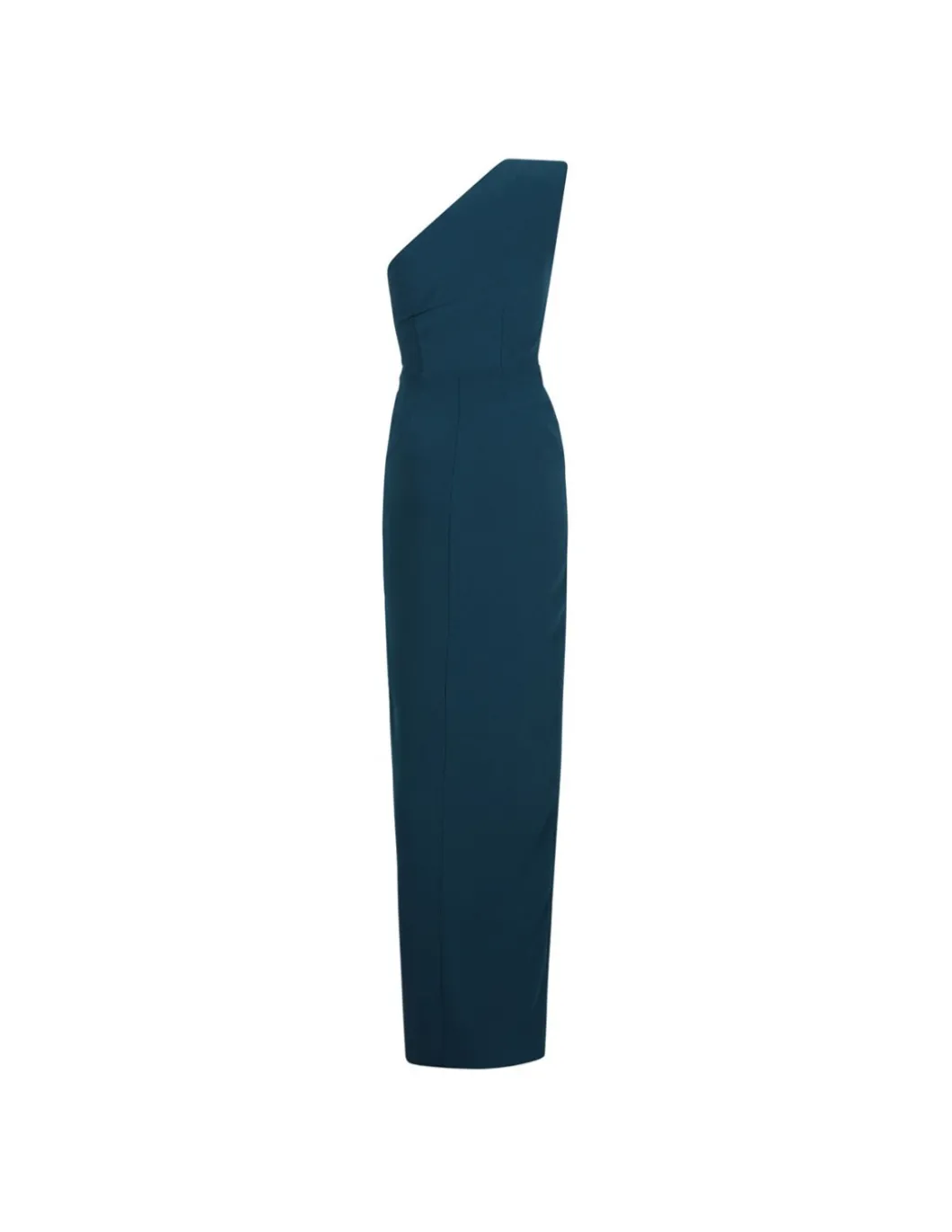 Asymmetric satin crepe maxi dress