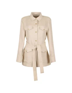 Beige linen sahariana jacket