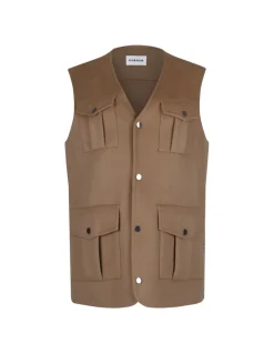 Beige multipockets vest