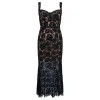 Black fine lace midi dress