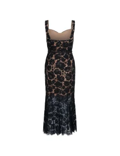 Black fine lace midi dress