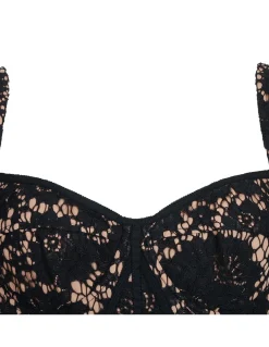 Black fine lace midi dress