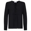 Black lace-up blouse