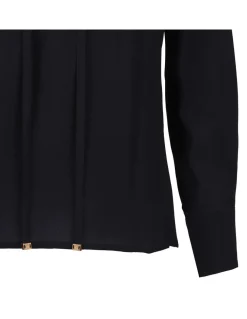 Black lace-up blouse