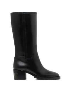 Black leather boots
