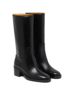 Black leather boots