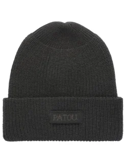 Black logo-embroidered beanie