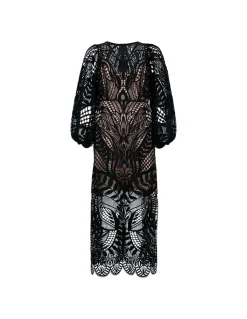 Black Nature guipure midi dress