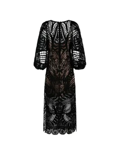 Black Nature guipure midi dress