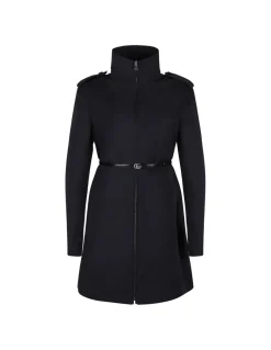 Black nylon faille coat