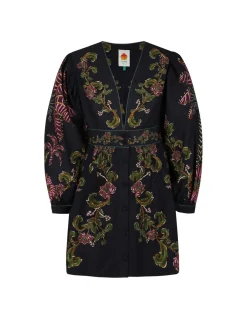 Black Ravenala puff sleeve mini dress