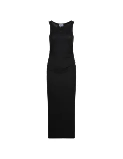 Black rib tank top long dress