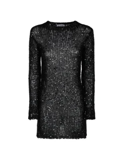 Black sequin mohair blend minidress