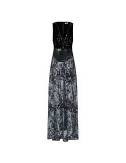 Black sheer dress with sequin embroidery