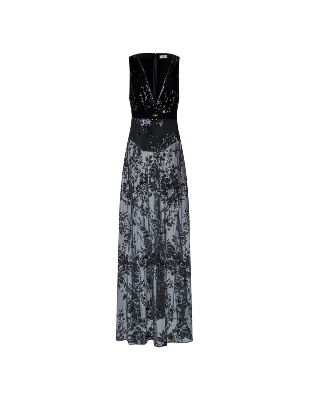 Black sheer dress with sequin embroidery