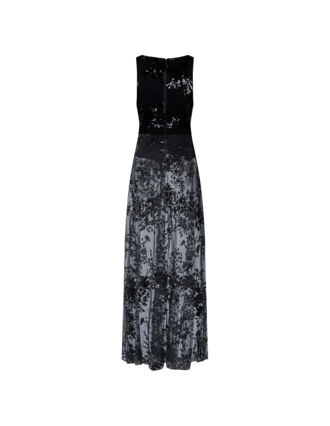 Black sheer dress with sequin embroidery