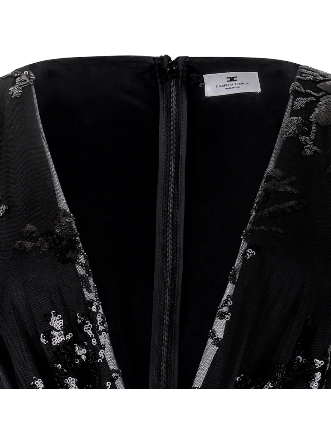 Black sheer dress with sequin embroidery