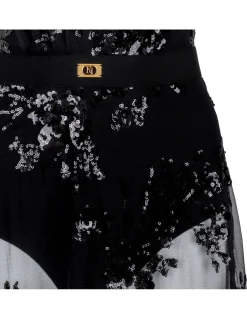Black sheer dress with sequin embroidery