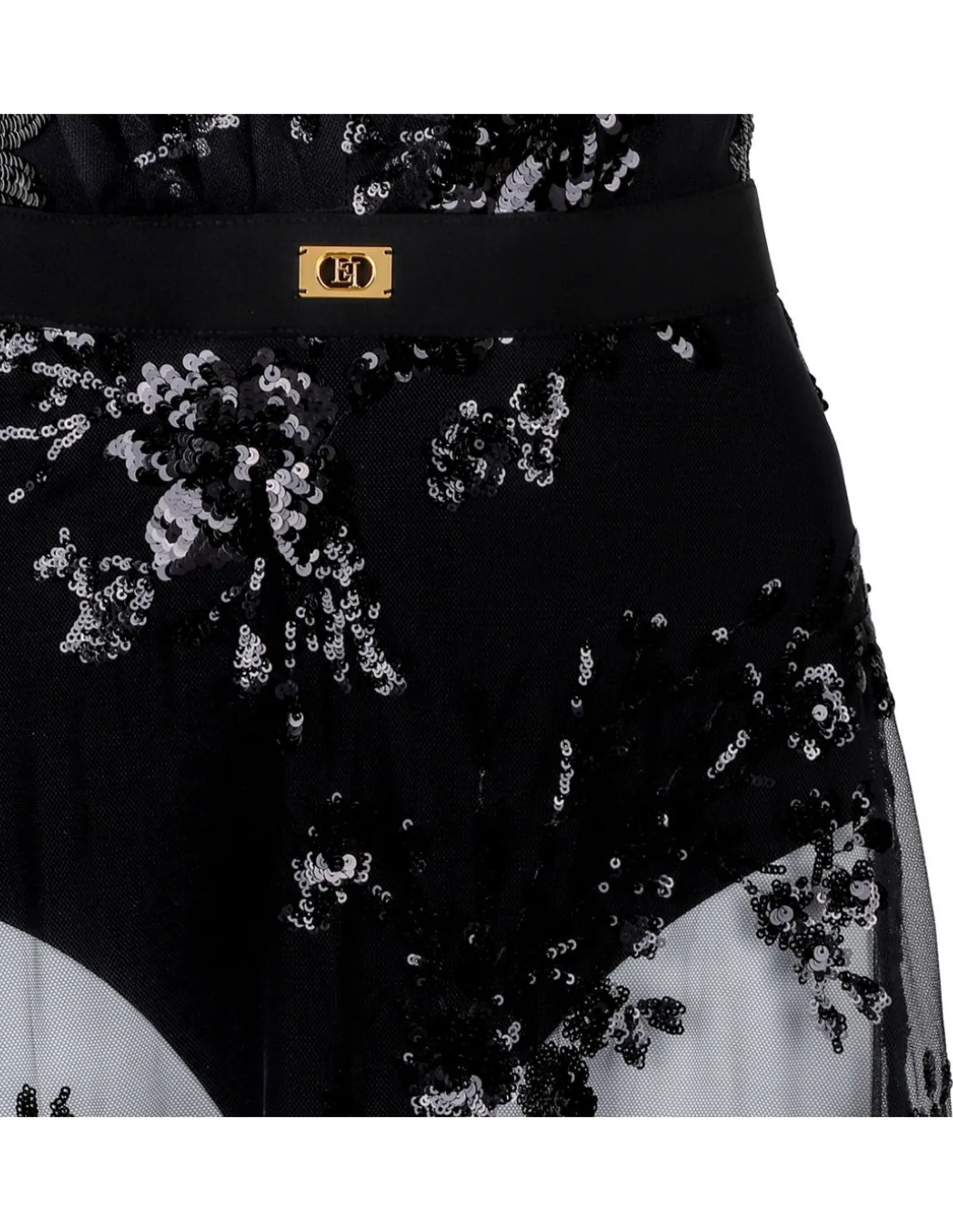Black sheer dress with sequin embroidery