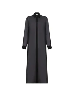 Black silk long shirt