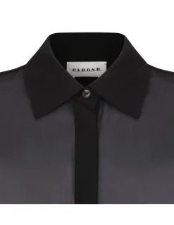 Black silk long shirt