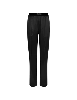 Black silk satin pants