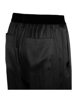 Black silk satin pants
