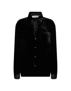 Black velvet effect shirt