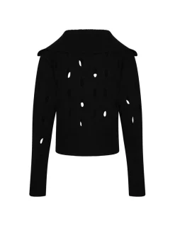 Black wool blend polo sweater