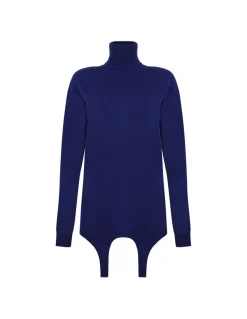 Blue cashmere garter sweater