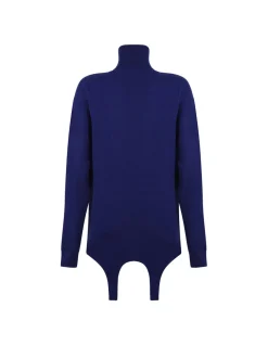Blue cashmere garter sweater