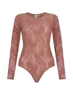 Blush hue lace bodysuit