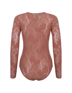 Blush hue lace bodysuit