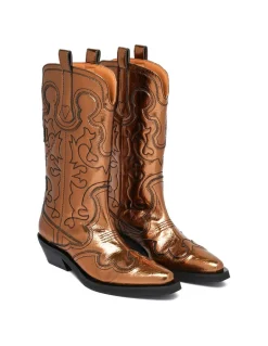 Bronze mid shaft embroidered Western boots