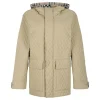 Check hood quilted nylon jacket
