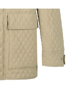Check hood quilted nylon jacket