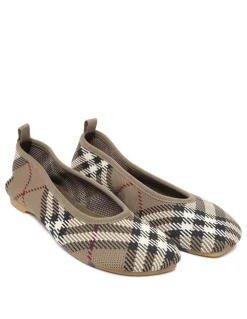 Check knit baby ballerinas