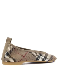 Check knit baby ballerinas