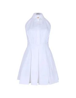 Cotton gabardine mini dress
