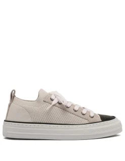 Cotton knit and suede sneakers