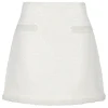 Cream boucle pearl trim mini skirt