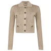 Cropped ribbed knit cardigan