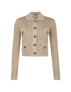 Cropped ribbed knit cardigan