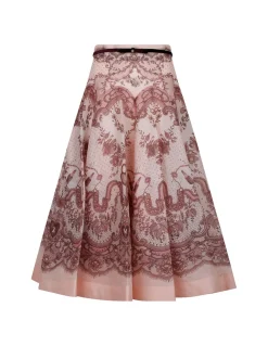 Crush flared midi skirt