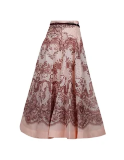 Crush flared midi skirt
