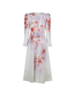 Crush frill sleeved midi dress