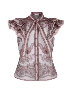 Crush frilled fitted blouse