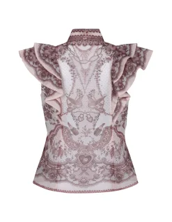 Crush frilled fitted blouse